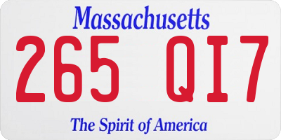 MA license plate 265QI7