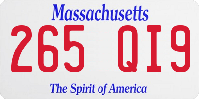 MA license plate 265QI9