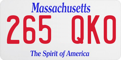 MA license plate 265QK0