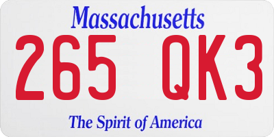MA license plate 265QK3