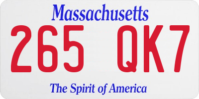 MA license plate 265QK7