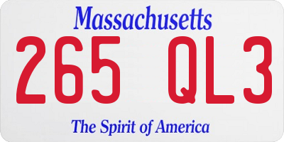 MA license plate 265QL3