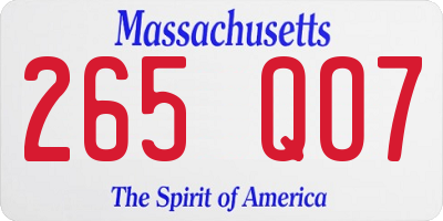MA license plate 265QO7