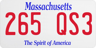 MA license plate 265QS3