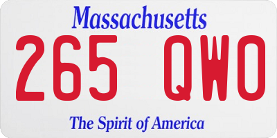 MA license plate 265QW0