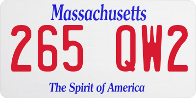 MA license plate 265QW2
