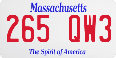 MA license plate 265QW3