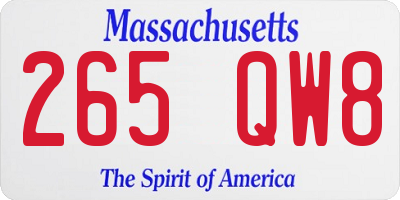 MA license plate 265QW8