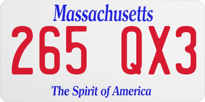 MA license plate 265QX3