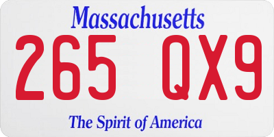 MA license plate 265QX9