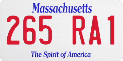 MA license plate 265RA1