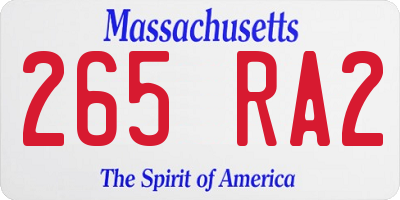 MA license plate 265RA2