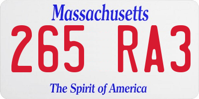 MA license plate 265RA3