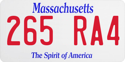 MA license plate 265RA4