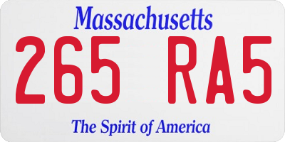 MA license plate 265RA5