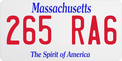 MA license plate 265RA6