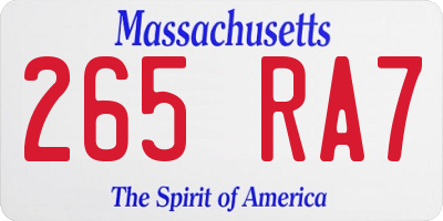 MA license plate 265RA7