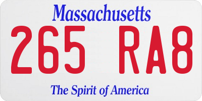 MA license plate 265RA8