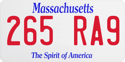 MA license plate 265RA9
