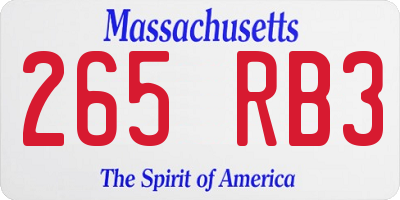 MA license plate 265RB3