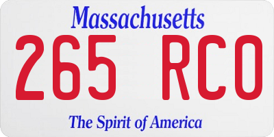 MA license plate 265RC0