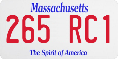 MA license plate 265RC1