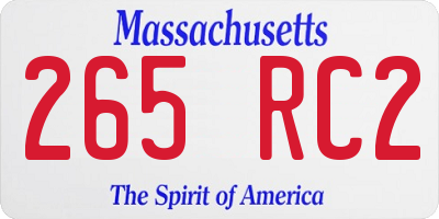 MA license plate 265RC2
