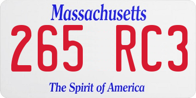 MA license plate 265RC3