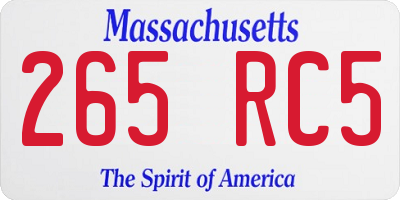 MA license plate 265RC5