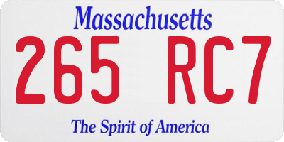 MA license plate 265RC7