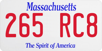 MA license plate 265RC8