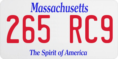 MA license plate 265RC9
