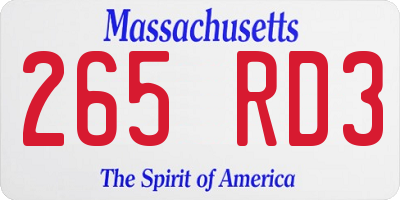 MA license plate 265RD3