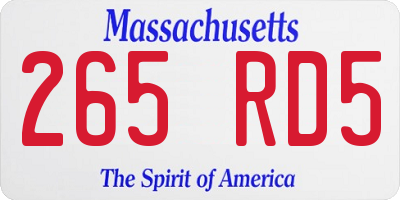 MA license plate 265RD5