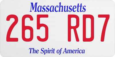 MA license plate 265RD7