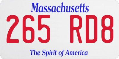 MA license plate 265RD8