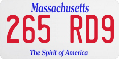 MA license plate 265RD9