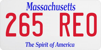 MA license plate 265RE0