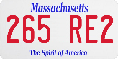 MA license plate 265RE2