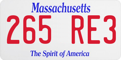 MA license plate 265RE3