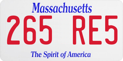 MA license plate 265RE5