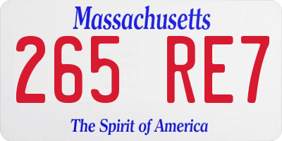 MA license plate 265RE7
