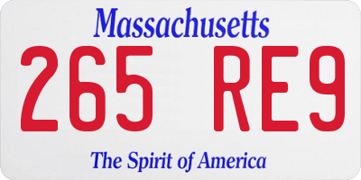 MA license plate 265RE9