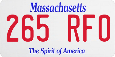 MA license plate 265RF0
