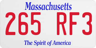 MA license plate 265RF3