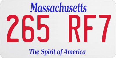 MA license plate 265RF7
