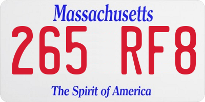 MA license plate 265RF8
