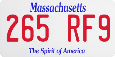 MA license plate 265RF9