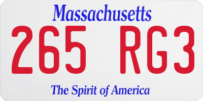 MA license plate 265RG3
