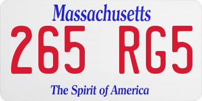 MA license plate 265RG5